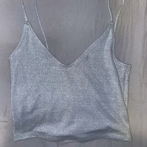 Forever 21 sparkly silver crop top